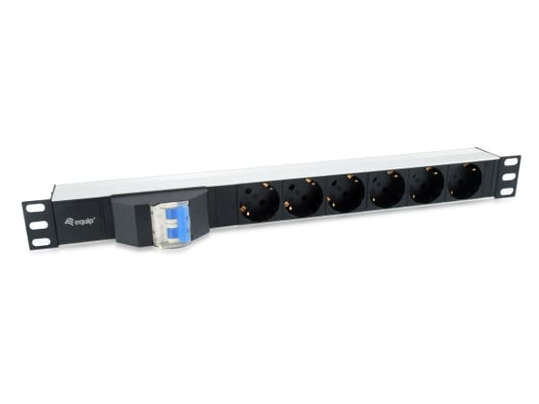 Equip 333312, Grunnleggende, 1U, Horisontal, Aluminium, Sort, 6 AC-utganger Sort