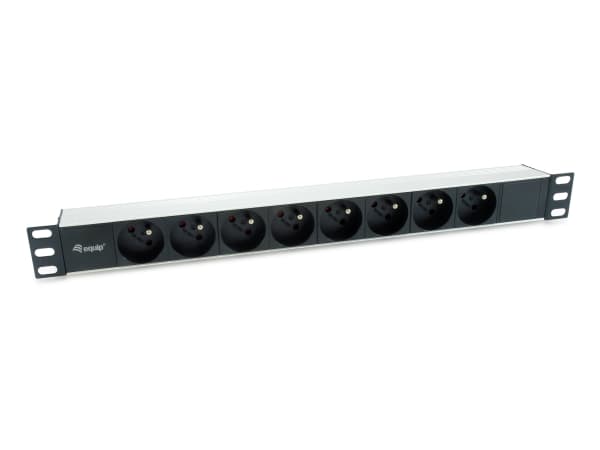 Equip 333313, Grunnleggende, 1U, Horisontal, Aluminium, Sort, Sølv, 8 AC-utganger Sort, Sølv