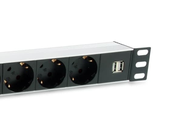 Equip 333315, Grunnleggende, 1U, Horisontal, Aluminium, Sort, Sølv, 7 AC-utganger