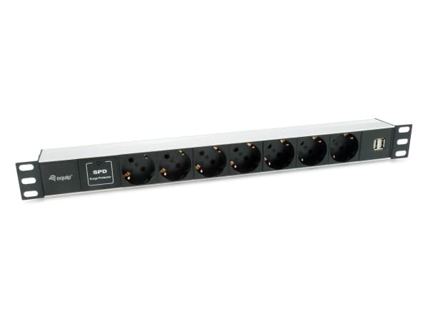 Equip 333315, Grunnleggende, 1U, Horisontal, Aluminium, Sort, Sølv, 7 AC-utganger Sort, Sølv