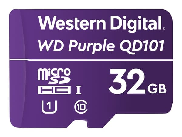 WD Purple SC QD101 WDD032G1P0C - Flashminnekort - 32 GB - UHS-I U1 / Class10 - microSDHC - purpur