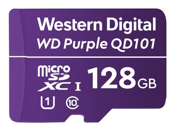 WD Purple SC QD101 WDD128G1P0C - Flash-minnekort - 128 GB - UHS-I U1 / Class10 - microSDXC UHS-I - lilla