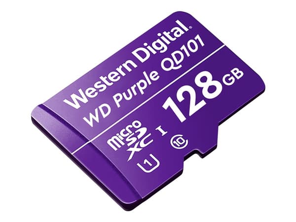 WD Purple SC QD101 WDD128G1P0C - Flash-minnekort - 128 GB - UHS-I U1 / Class10 - microSDXC UHS-I - lilla