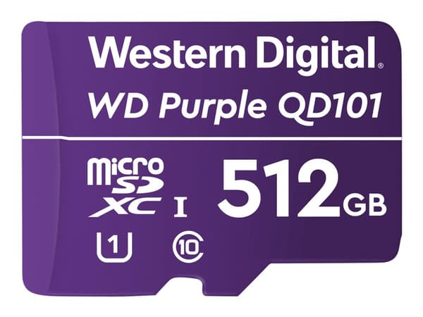 WD Purple SC QD101 WDD512G1P0C - Flash-minnekort - 512 GB - UHS-I U1 / Class10 - microSDXC UHS-I - lilla