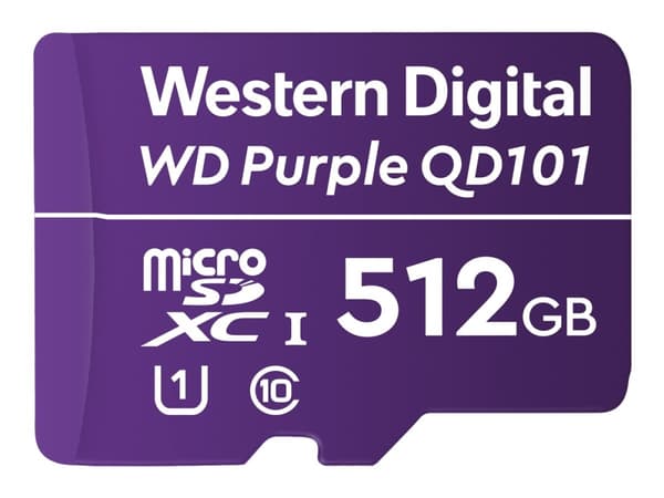 WD Purple SC QD101 WDD512G1P0C - Flash-minnekort - 512 GB - UHS-I U1 / Class10 - microSDXC UHS-I - lilla