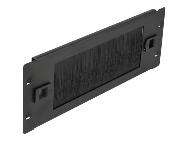 Delock - Panel med rektangulär kabelgenomgång - rackmontering - svart - 2U - 10"
