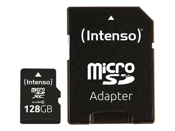 Intenso - Flashminnekort (microSDXC til SD-adapter inkludert) - 128 GB - Class 10 - microSDXC