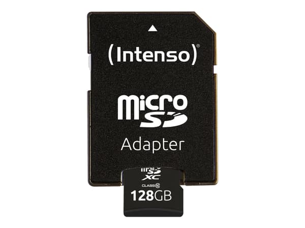 Intenso - Flashminnekort (microSDXC til SD-adapter inkludert) - 128 GB - Class 10 - microSDXC