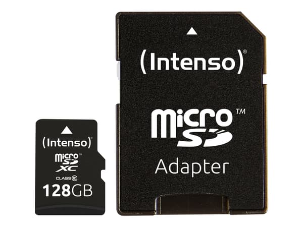 Intenso - Flashminnekort (microSDXC til SD-adapter inkludert) - 128 GB - Class 10 - microSDXC
