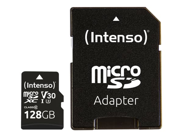 Intenso Professional - Flashminnekort (microSDXC til SD-adapter inkludert) - 128 GB - UHS Class 1 / Class10 - microSDXC UHS-I