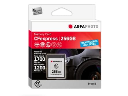 AgfaPhoto CFexpress Professional, 256 GB, CFexpress, NAND, 1700 MB/s, 1200 MB/s, Kyltålig, Värmetålig, Stöttålig, Röntgentålig