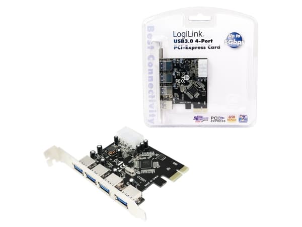 LogiLink PCI Express Interface Card USB 3.0 4x - USB-adapter - PCIe 2.0 - USB 3.0 x 4