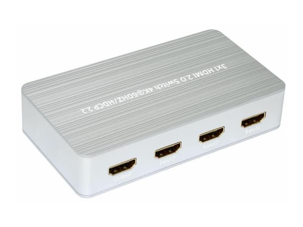 MicroConnect HDMI2.0 3X1 Amplifier Switcher - Video/audio switch - 3 x HDMI - stasjonær