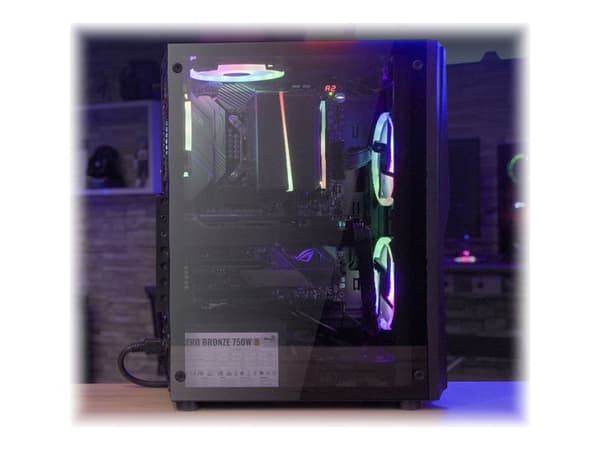 AeroCool Mecha - MT - ATX - genomskinlig sidopanel (härdat glas) - ingen strömförsörjning (ATX) - svart - USB/ljud