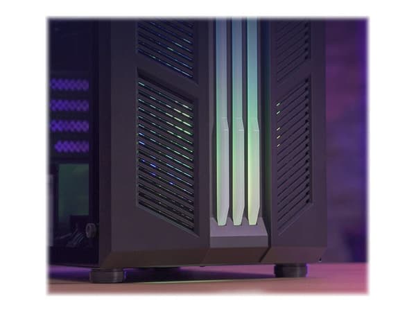 AeroCool Prime ARGB - MDT - ATX - sidepanel med vindue (hærdet glas) - ingen strømforsyning (ATX) - sort - USB/Lyd