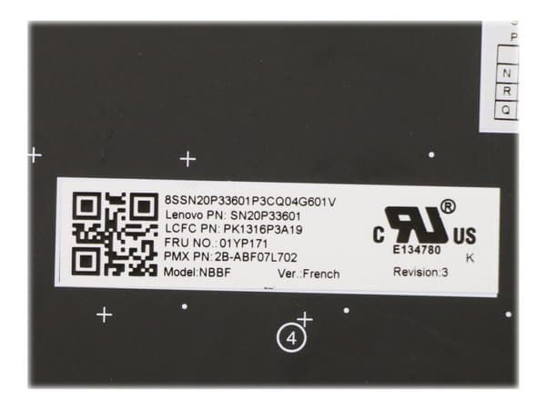 Primax - Ersättningstangentbord för bärbar dator - fransk - för ThinkPad A285 20MX; L13 Yoga 20R5, 20R6; X280 20KE, 20KF; X390 20Q0, 20Q1; X395 20NL,