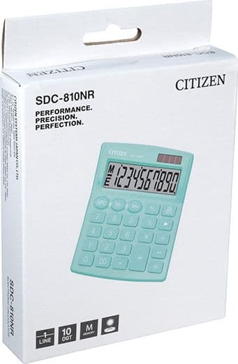 Citizen-kalkulator Citizen-kalkulator SDC810NRGNE, turkis, stasjonær, 10 plasser, dobbel strømforsyning