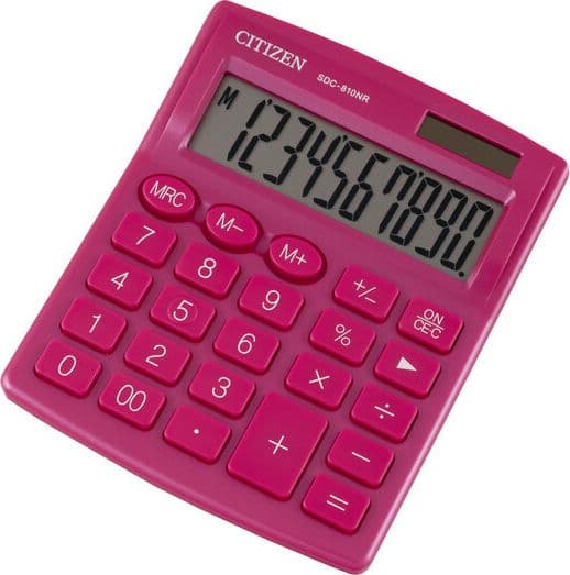 Citizen Calculator Citizen-kalkulator SDC810NRPKE, rosa, stasjonær, 10 plasser, dobbel strømforsyning