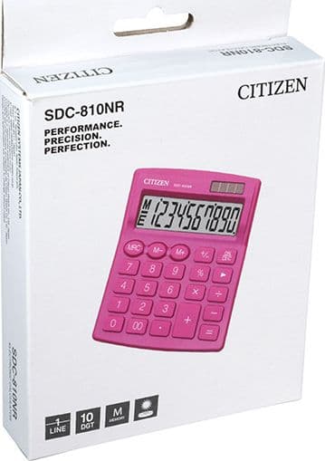 Citizen Calculator Citizen-kalkulator SDC810NRPKE, rosa, stasjonær, 10 plasser, dobbel strømforsyning
