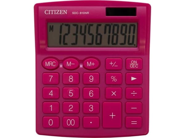 Citizen Calculator Citizen-kalkulator SDC810NRPKE, rosa, stasjonær, 10 plasser, dobbel strømforsyning