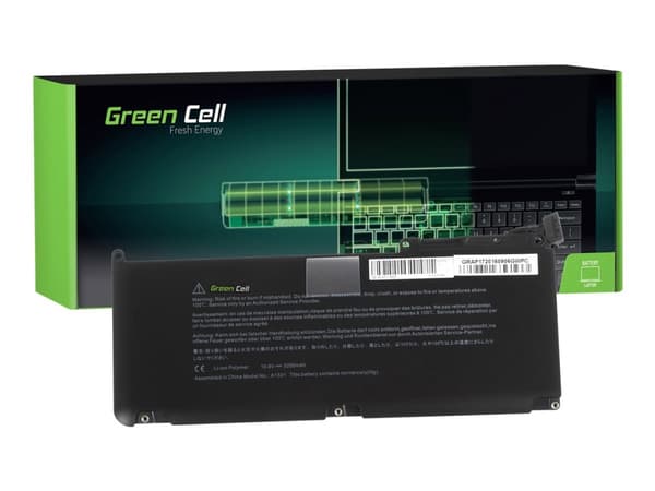 Green Cell - Batteri för bärbar dator (likvärdigt med: Apple A1331) - litiumpolymer - 5200 mAh - svart - för Apple MacBook 13.3" (Mid 2009, Mid 2010)