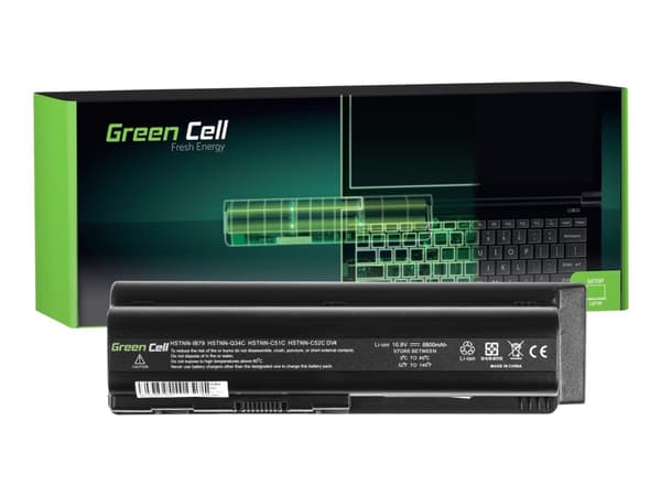 Green Cell - Akut ja paristot tietokoneisiin (saatavana: HP HSTNN-IB72, HP HSTNN-LB72) - Litiumion - 12 kennoa - 8800 mAh - lajitelma - HP G50, G60,