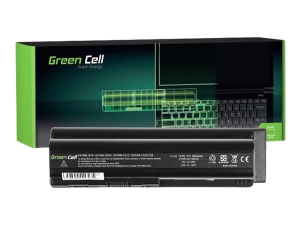 Green Cell - Akut ja paristot tietokoneisiin (saatavana: HP HSTNN-IB72, HP HSTNN-LB72) - Litiumion - 12 kennoa - 8800 mAh - lajitelma - HP G50, G60,