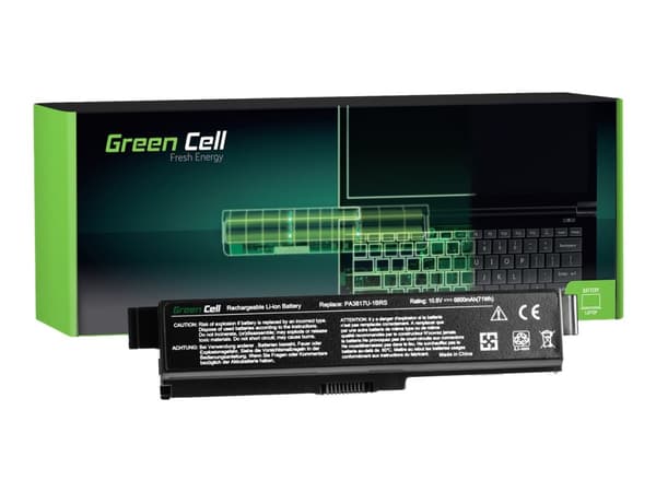 Green Cell - Batteri til bærbar PC (tilsvarer: Toshiba PA3634U-1BRS, Toshiba PA3817U-1BRS) - litiumion - 9-cellers - 6600 mAh - svart - for Toshiba S