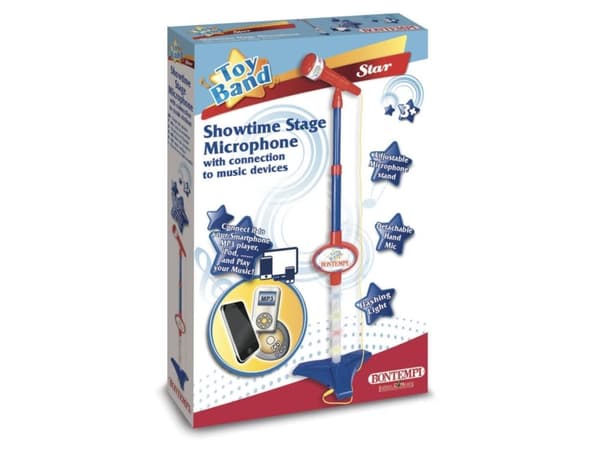 Bontempi Stage Microphone, Mikrofon til lek og moro, 3 år, AA, 272 g, Rød, Hvit