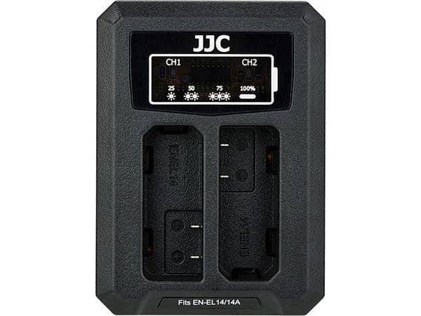 JJC kameran laturi kaksikanavainen USB-laturi Nikon En-el14 / En-el14a:lle