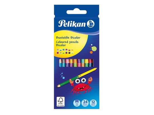 Pelikan Zweifarb-Buntstifte Bicolor, rund, 12er Kartonetui mit 2 verschiedenfarbigen Enden, Minenstärke: ca. 3.0 mm, - 1 Stück (700146)