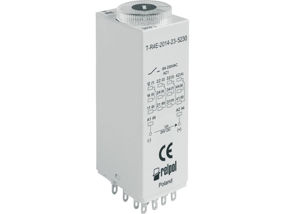 Relpol Time switch T-R4E-2014-23-5230 4P 6A 1 sec - 100 h 230V AC delayed connection (854016)