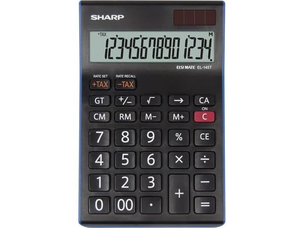 Sharp EL-145T, Desktop, Økonomi, 14 sifre, 1 linjer, Batteri/Solcelle, Sort