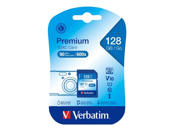 Verbatim Premium - Flash-minneskort - 128 GB - UHS Class 1 / Class10 - 600x - SDXC UHS-I