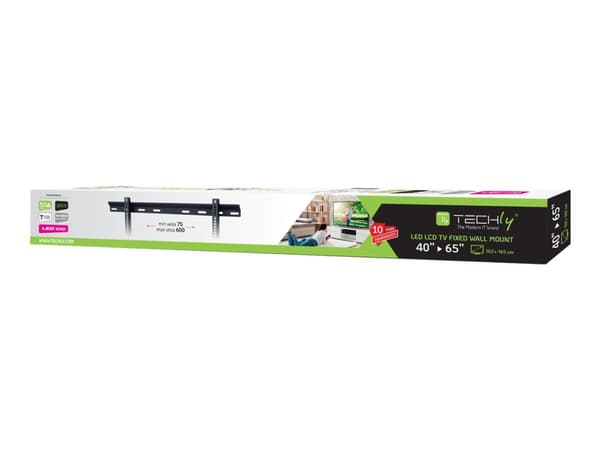 TECHly - Brakett - Ultra-Slim - for flatpanel - svart - skjermstørrelse: 40"-65" - veggmonterbar
