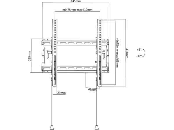 TECHly - Brakett - for LCD-TV - svart - skjermstørrelse: 32"-70" - veggmonterbar