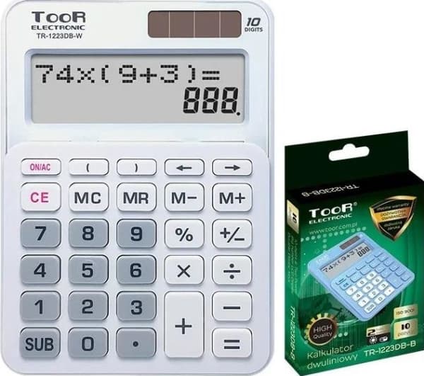Toor elektronisk kalkulator To-linjers 10-elements kalkulator TR-1223DB-W TOOR
