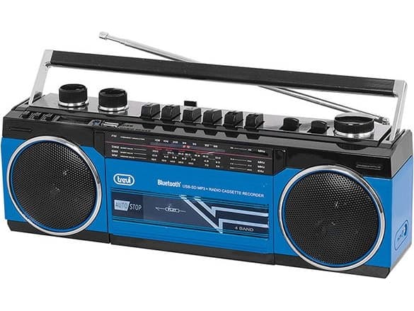 Trevi RR 501 BT, Personlig, Analog, FM, MW, SW, Sort, Blå, Rotasjon, Utvendig