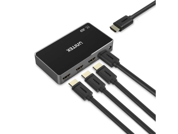 Unitek - Video/lyd splitter/bryter - 1 in, 4 out, 4K - 4 x HDMI - stasjonær