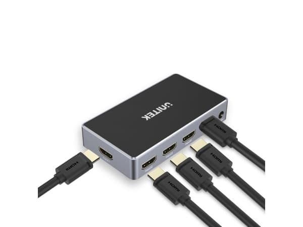 Unitek - Video/ljudsplitter/switch - 5 in, 1 out, 4K x HDMI - skrivbordsmodell