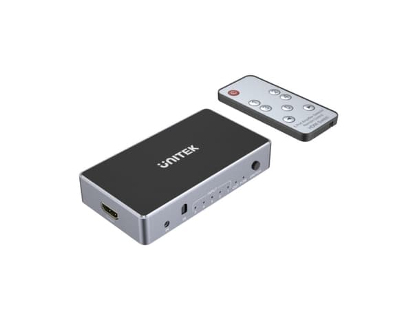 Unitek - Video/ljudsplitter/switch - 5 in, 1 out, 4K x HDMI - skrivbordsmodell