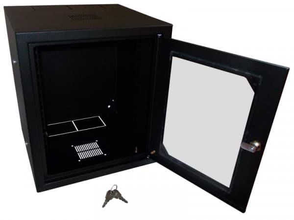 Alantec SW-10-6U-300-N-DS-OS-C, Seinään asennettava laitekehikko, 6U, Näppäinlukko, Musta