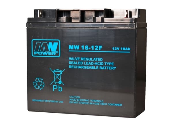 MPL MW POWER MW 18-12F UPS-akku Lyijyakku AGM Huoltovapaa 12 V 18 Ah Musta