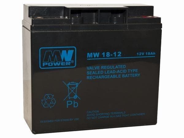 MPL MW POWER MW 18-12F UPS-akku Lyijyakku AGM Huoltovapaa 12 V 18 Ah Musta