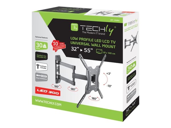 TECHly - Brakett - for LCD-skjerm - svart - skjermstørrelse: 32"-55" - veggmonterbar Sort