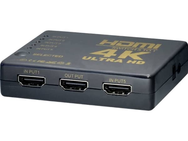 Maxtrack CS 1-5 L HDMI-switch med fjernbetjening Sort