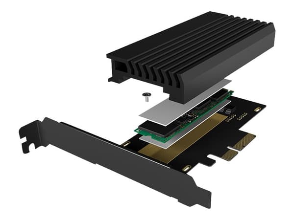 ICY BOX IB-PCI214M2-HSL, PCIe, M.2, PCIe 4.0, Musta, Passiivinen, Kiina