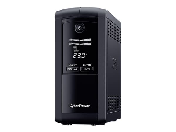CyberPower Value Pro VP1000EILCD - UPS - AC 230 V - 550 Watt - 1000 VA - 1-faset - RS-232, USB - output-stikforbindelser: 6 - lajittelu musta