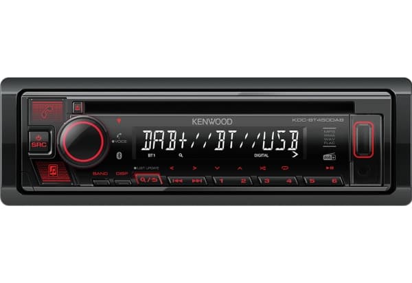Kenwood KDC-BT450DAB - Vogn - CD-mottaker - i instrumentbordet - Enkelt-DIN - 50 watt x 4
