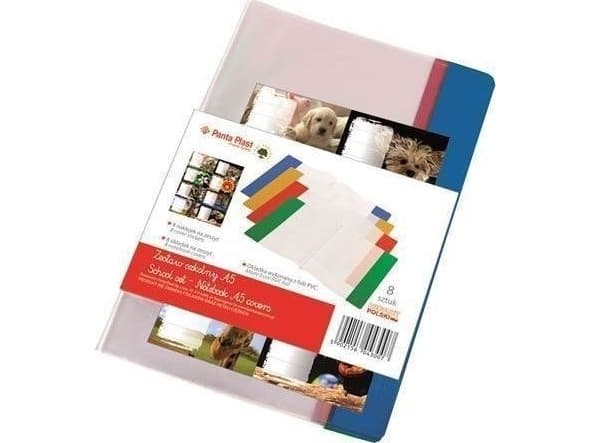 Panta plastdeksel for A5 PVC-notatbøker (8 stk) MIX + universalklistremerker